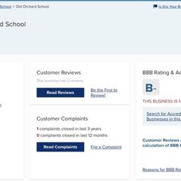 BBB rating reflective of the school BBB rating reflective of the school