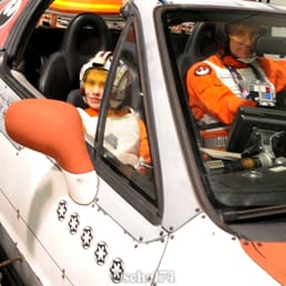 Jr XWing and Adult Pilots in a Del Sol rebel alliance car Jr XWing and Adult Pilots in a Del Sol rebel alliance car