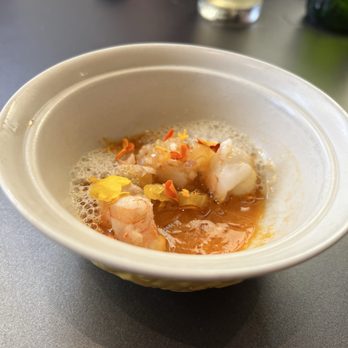 Gunshow - Shrimp in a cantaloupe kimchi sauce - New American Near Me - Atlanta, Georgia Gunshow - Shrimp in a cantaloupe kimchi sauce - New American Near Me - Atlanta, Georgia