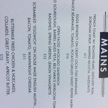 The Ice Plant - Some of the brunch menu - Cocktail Bars Near Me - St. Augustine, Florida