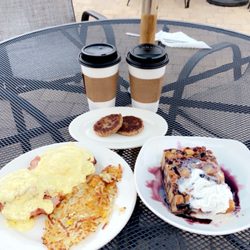 Café Cravings - Eggs Benedict, Blueberry French Toast Bake, Sausage Patties, & Turtle Mochas with Oat Milk