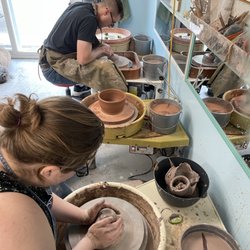 Bear Hands Art Factory - Pottery on the wheel or hand building classes, individual instruction, firing, and kiln repair services.