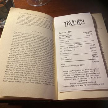 Tavern 1888 - The bill came in an old book. Loved that! - Cocktail Bars Near Me - Eureka, California