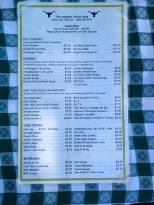Menu photo 7 Longhorn Coffee Shop Santa Ynez, CA Menu photo 7 Longhorn Coffee Shop Santa Ynez, CA