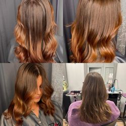 Boardroom Hairstylists - Copper hair color is a zingy, warm hue with notes of red, brown, bronze and orange. Before & After by Ally.