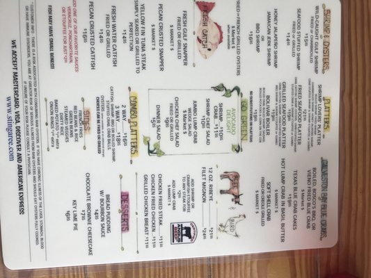 Menu photo 8 Stingaree Crystal Beach, TX