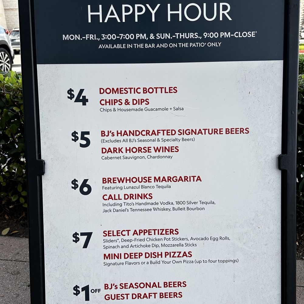 BJ's Restaurant & Brewhouse - Happy hour menu - Pizza Near Me - Cerritos, California BJ's Restaurant & Brewhouse - Happy hour menu - Pizza Near Me - Cerritos, California