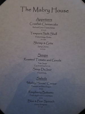 Menu photo 4 Mabry House Restaurant Shreveport, LA