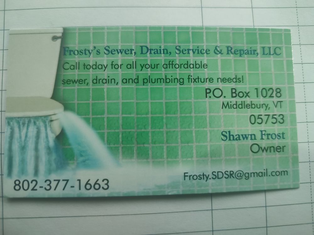 Slide of Frosty Sewer and Drain Service Repair