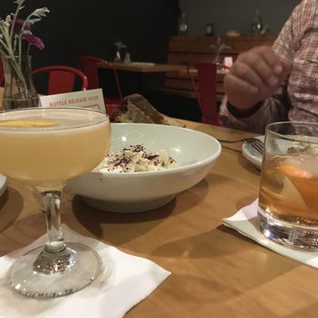 Cardinal Spirits - Cable car and an old fashioned variation. Pulled moz in background - Cocktail Bars Near Me - Bloomington, Indiana
