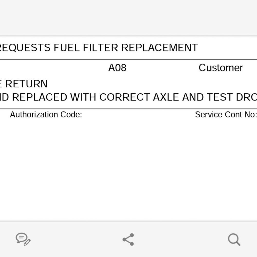 Barry Chrysler Dodge Jeep Ram - Goes to show that they did put the wrong axle on heres  the R.O from the dealership!! - Auto Repair Near Me - Ephrata, Washington