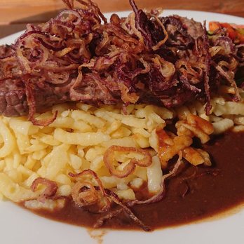 Luisenbräu - Roast Beef with Onions and Spaetzle - German Near Me - Berlin, BE