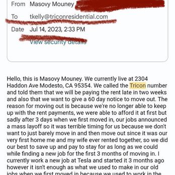 Tricon - Proof of 60 days notice email - Real Estate Services Near Me Tricon - Proof of 60 days notice email - Real Estate Services Near Me