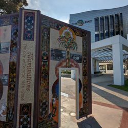 Cerritos Library - Illuminations book sculpture just outside the library