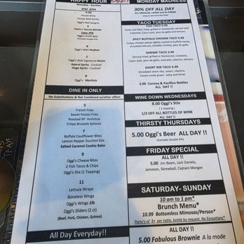 Oggi's Vista - Happy hour menu and specials - Pizza Near Me - Vista, California