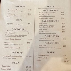 Salomas Panamanian Cuisine - Menu