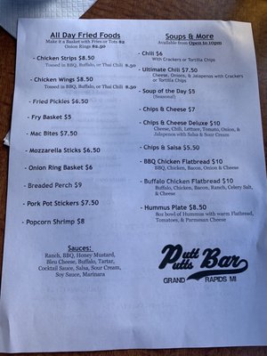 Menu photo 3 Putt-Putt's Bar Grand Rapids, MI