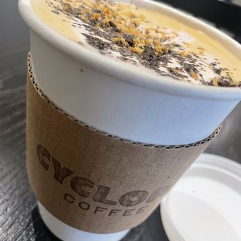 Cyclops Coffee - Hot Ube Latte with cookies and creme - Coffee & Tea Near Me - Long Beach, California