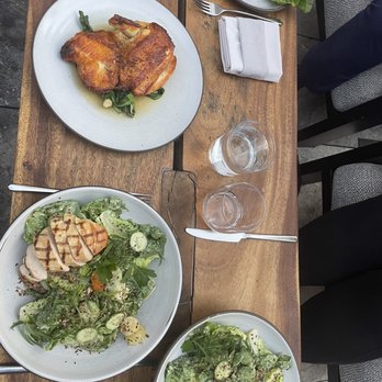 Electric Lemon - Little Green Lettuces, Roasted Chicken Breast and Thigh, Electric Lemon Cheeseburger - New American Near Me - New York, New York