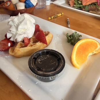 Pete's Egg Nest - Kids Waffle with strawberry - Breakfast & Brunch Near Me - Seattle, Washington Pete's Egg Nest - Kids Waffle with strawberry - Breakfast & Brunch Near Me - Seattle, Washington