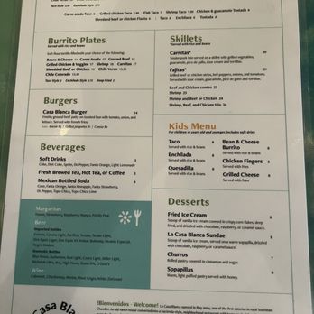 La Casa Blanca - Menu 2025 - Mexican Near Me - Chandler, Arizona