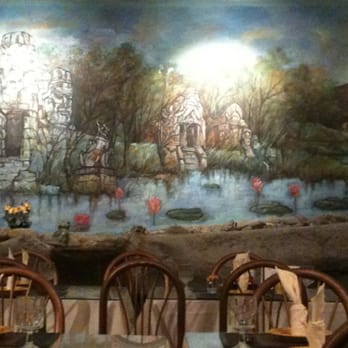 Thai Chili - Wall mural with fountain - Thai Near Me - Orange, California Thai Chili - Wall mural with fountain - Thai Near Me - Orange, California