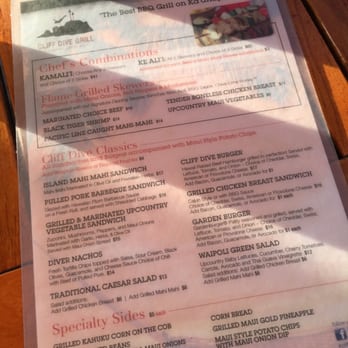 Cliff Dive Grill - The menu - Barbeque Near Me - Lahaina, Hawaii
