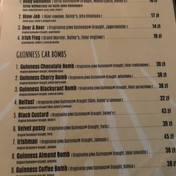 Pub Guinness - Menu
