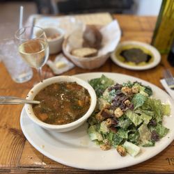 Fritto Misto - Soup and Salad combo it was minestrone and Cesar with anchovy add on they did not skimp on the anchovy!