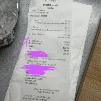 La Rockita - Receipt showing that I paid for 2 burritos - Mexican Near Me - Corvallis, Oregon La Rockita - Receipt showing that I paid for 2 burritos - Mexican Near Me - Corvallis, Oregon
