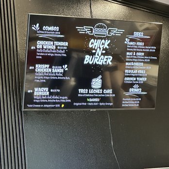 Chick-N-Burger - Menu board - Fast Food Near Me - Folsom, California