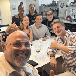 My First Paella Culinary School - Meeting great people from all over the world! Our excellent Chef instructor is in the middle far right.