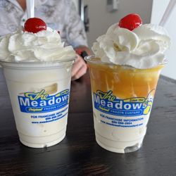 Meadows Frozen Custard - Latrobe - Marshmallow sundae on the left. Butterscotch on the right.