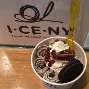 I CE NY - Regular size bowl of: vanilla base, Oreo mix in, Oreo topping, whipped cream, and chocolate sauce. ($6) - Desserts Near Me - New York, New York I CE NY - Regular size bowl of: vanilla base, Oreo mix in, Oreo topping, whipped cream, and chocolate sauce. ($6) - Desserts Near Me - New York, New York