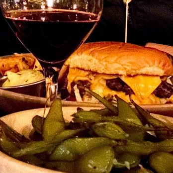 Belles Beach House - Cold edamame & teriyaki cheeseburger That was cold when we got it - Tiki Bars Near Me - Venice, California