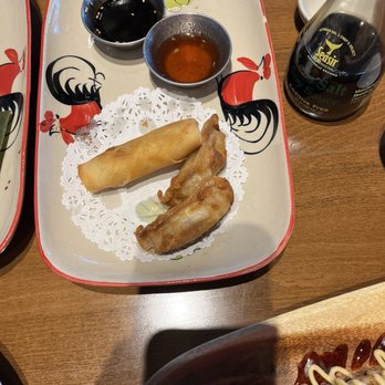 White Crane Retro Thai & Sushi - Gyoza and egg rolls Sorry forgot to get a pic before we ate. - Thai Near Me - Naperville, Illinois White Crane Retro Thai & Sushi - Gyoza and egg rolls Sorry forgot to get a pic before we ate. - Thai Near Me - Naperville, Illinois
