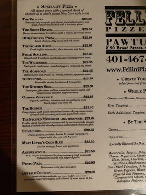 Menu photo 5 Fellini Pizzeria Cranston, RI