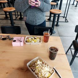 Rachel's Mediterranean Grill - Rice, chicken,  and feta bowl with dill sauce and banana peppers added.