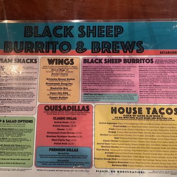 Black Sheep Burrito and Brews - Food menu - Mexican Near Me - Charleston, West Virginia