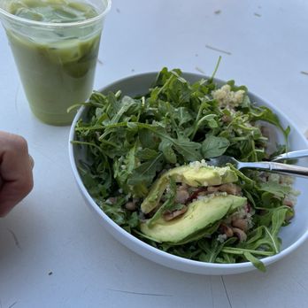 Alpine Modern Cafe - Iced Matcha and quinoa salad bowl - Cafes Near Me - Boulder, Colorado