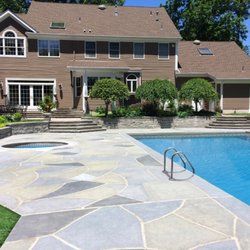 RenuKrete - RenuKrete pool deck, Classic Flagstone in Granite Slate