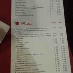 La Tanita Pastas - Carta a marzo 2016