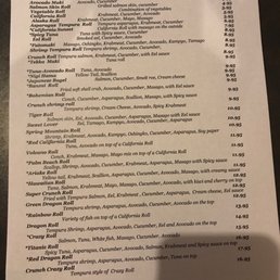 Sushi Menu