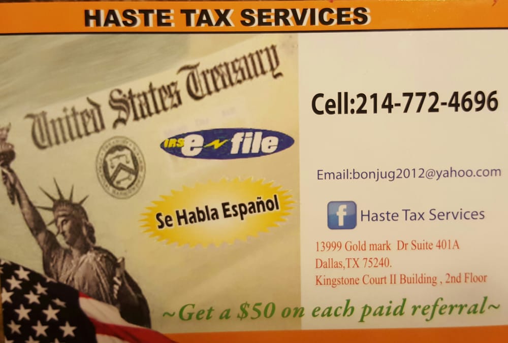 HASTE TAX SERVICES Request Consultation 13999 GoldMark Dr, Dallas
