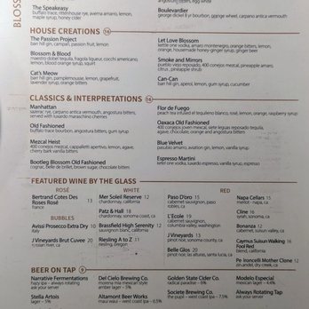 Blossom & Bourbon - 2025 October - drink menu - American Near Me - San Jose, California Blossom & Bourbon - 2025 October - drink menu - American Near Me - San Jose, California