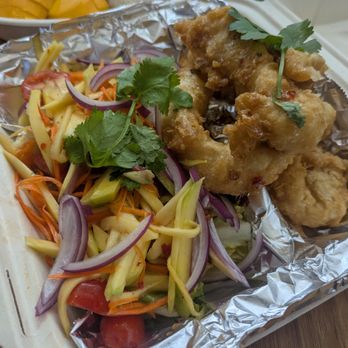 Lahaina Thai Ono - Mango Salad with Fried fish. - Thai Near Me - Lahaina, Hawaii Lahaina Thai Ono - Mango Salad with Fried fish. - Thai Near Me - Lahaina, Hawaii