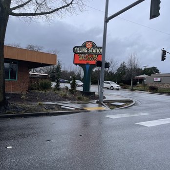 The Filling Station - a street corner with a traffic light - Cocktail Bars Near Me - Bellingham, Washington
