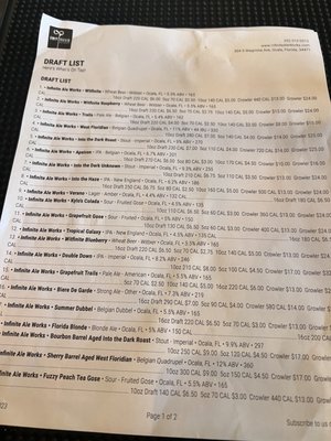 Menu photo 3 Infinite Ale Works Ocala, FL