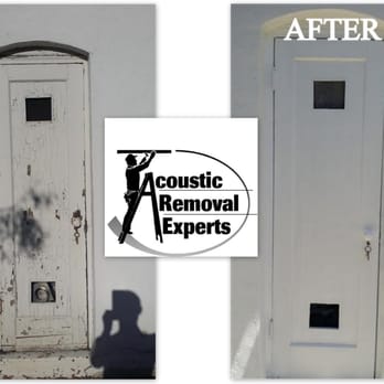 Acoustic Removal Experts - Before and after restore and repaint of door for home in San Juan Capistrano. - Lighting Fixtures & Equipment Near Me - Corona, California Acoustic Removal Experts - Before and after restore and repaint of door for home in San Juan Capistrano. - Lighting Fixtures & Equipment Near Me - Corona, California
