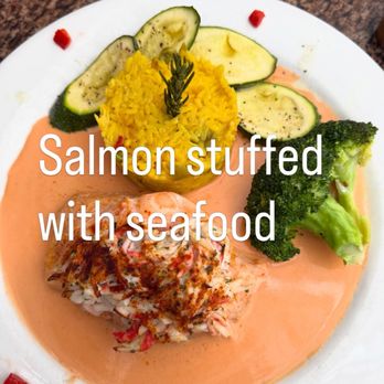 Costa Brava - Salmon stuffed with seafood - Tapas Bars Near Me - San Diego, California Costa Brava - Salmon stuffed with seafood - Tapas Bars Near Me - San Diego, California